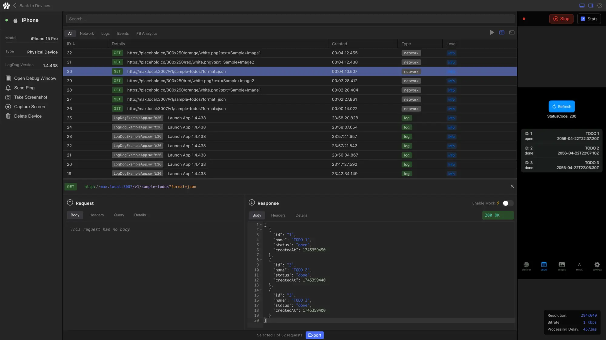LogDog App Interface
